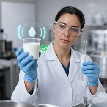 Scientist comparing dairy samples for authenticity