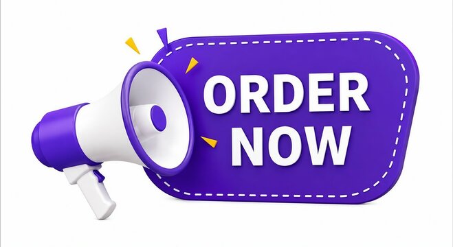 Cartoon megaphone graphic with order now text