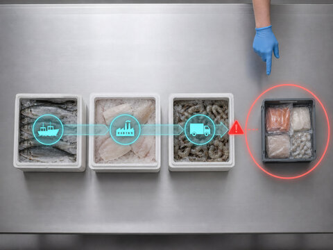 Seafood recall path leading to a quarantined tote