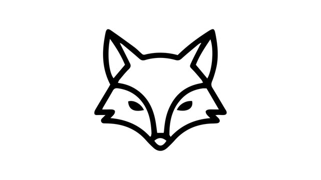 Minimalist Fox Head Line Art Icon - Fox Face Outline, Animal Logo Symbol, Wild Mascot, and Geometric Fauna Vector