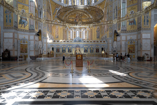 Golden Interior of Saint Sava Temple in Belgrade Serbia