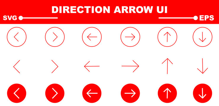 Arrow buttons icon set. Website slider navigation symbols. Next and previous rounded buttons for app. Web interface arrow buttons isolated