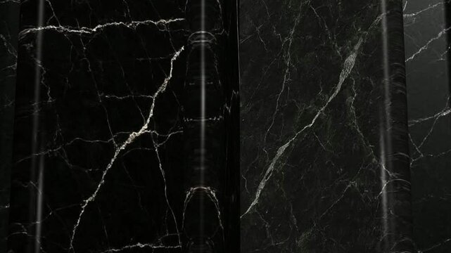 Continuous Rotation Displays Nero Marble Tiles with Refined Stone Details and Elegant Natural Patterns for Premium Architectural Interior Concepts