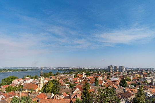 Zemun old town and Danube river panorama in Belgrade Serbia
