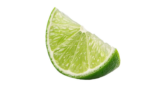 Fresh green lime slice wedge isolated on a white background organic citrus fruit