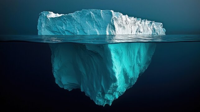 Majestic Iceberg Floating in Deep Blue Ocean Water.