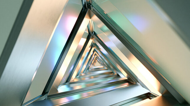 Futuristic Triangular Metallic Tunnel Abstract Background