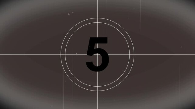 10 second old film countdown Vintage movie from 10 to 0 number. 4k video animated