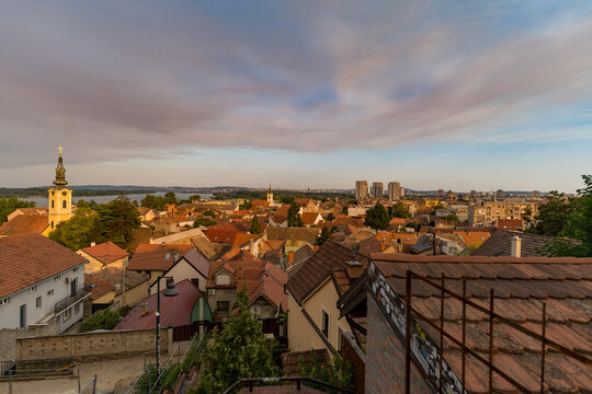 Panoramic View of Zemun Rooftops and Church Tower in Belgrade