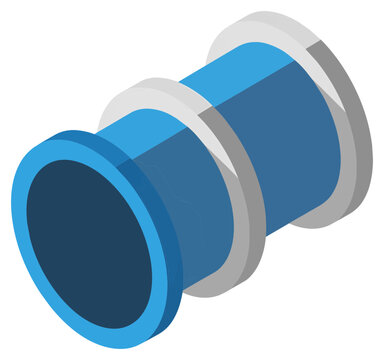 Blue Isometric Industrial Pipe Fitting for Infrastructure Systems