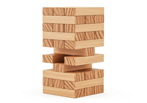Stack of wooden blocks for a game