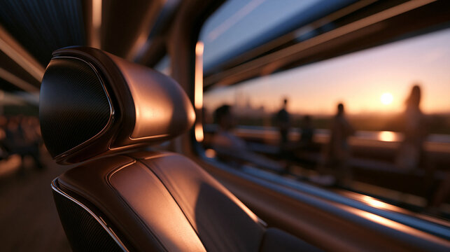 Luxury Train Seat Interior View at Sunset