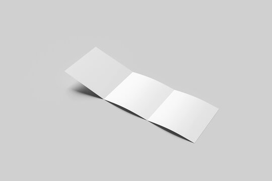 Blank Square Trifold Brochure Mockup - 3D