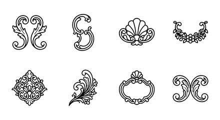Fototapeta premium Elegant Baroque Ornaments, Vintage Flourishes, Decorative Scrolls, Classic Vector Elements