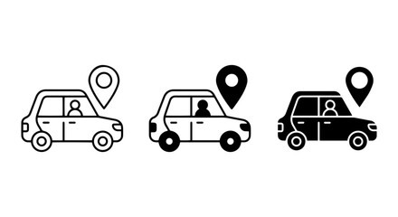 Naklejka premium Car Navigation Icons, Location Pin Vehicle Symbols, GPS Driving Route Markers, Travel & Transport Vector Set