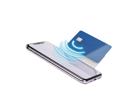 Smartphone making a contactless payment with a credit card