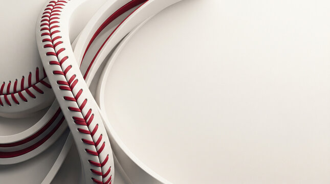Minimalist Baseball Background with Artistic Red Stitching Element