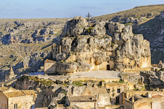 The rock church Santa Maria de Idris,  in the old town (sassi di Matera), Matera, Pulgia, South Italy