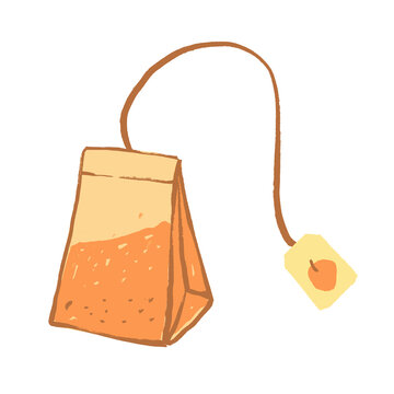 Paper Tea Bag with Tag Vector Illustration
