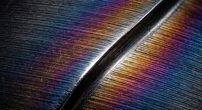 Brushed dark titanium metal texture background with anodized heat tint sheen