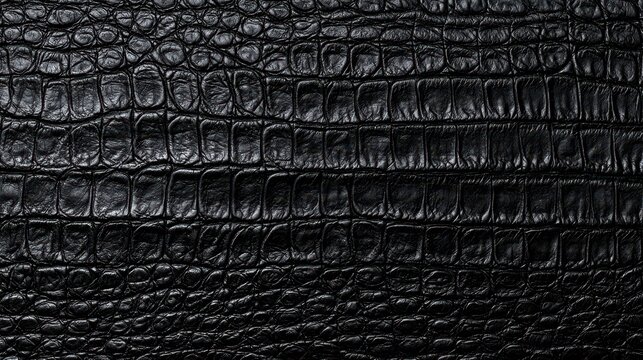 A high-quality black crocodile leather texture with detailed scales. Perfect for luxury fashion branding and.