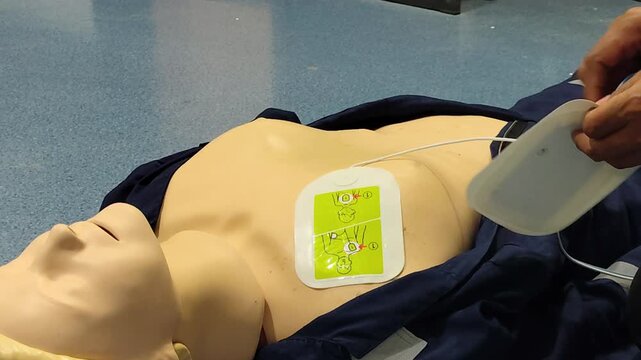 CPR Training ,Emergency and first aid class on cpr doll, Cardiopulmonary resuscitation, One part of the process resuscitation on unconscious person.