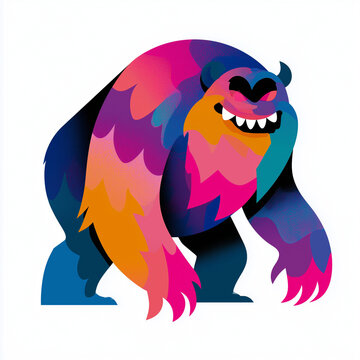 Colorful silhouette of a monster character with vibrant features  