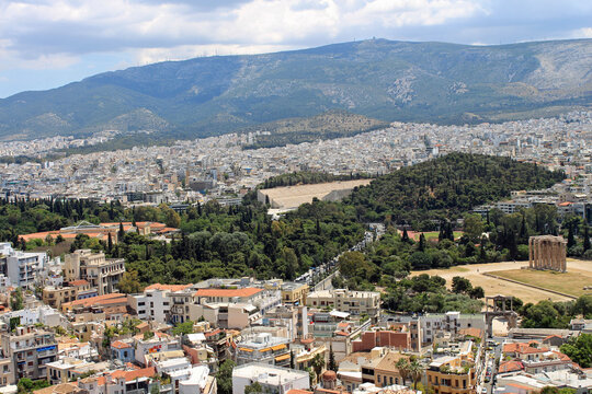 Gr&egrave;ce vue d'Ath&egrave;nes depuis l'Acropole