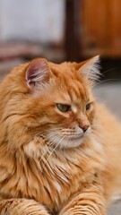 Portrait of a cute fluffy ginger cat outdoors © rosinka79