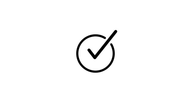 Black check mark animation. Yes tick. Correct check mark symbol. Yes sign. Correct vote icon on black background. Animated green tick concept.