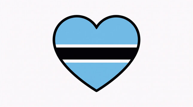 Botswana Flag Heart Icon Isolated on Transparent Background