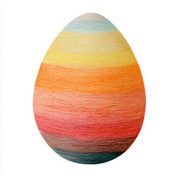 Colored egg with layered pastel colors representing springtime decor  