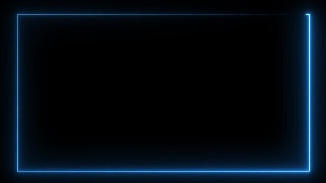 ight glowing neon blue color picture frame rectangle animation icon