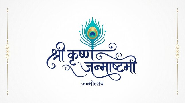 Shri Krishna Janmashtami hindi calligraphy font, Hindi symbol, for Shri Krshna Janmashtami