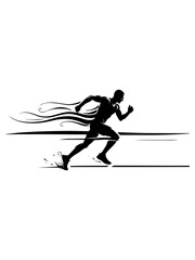 Fototapeta premium Fast running man silhouette with motion lines for speed and agility