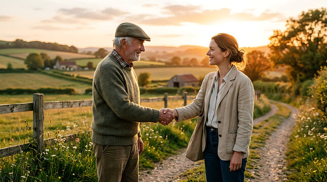 Two people toasting glasses outdoors at sunset