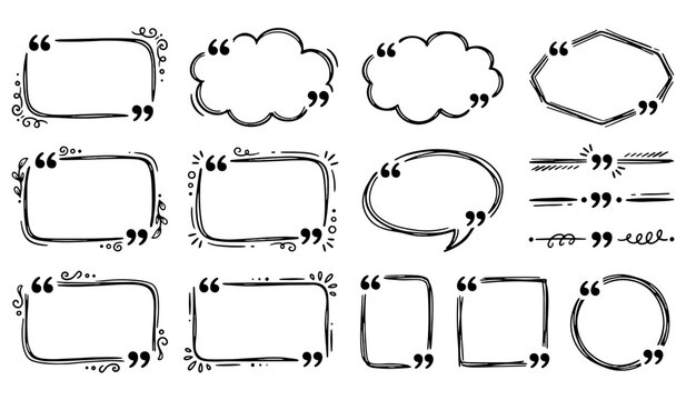 Quote frame collection displaying hand drawn speech bubbles and text callout borders for messaging design.