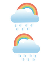 Obraz premium Rainbow and rainy cloud vector illustration, weather symbol and nature design element