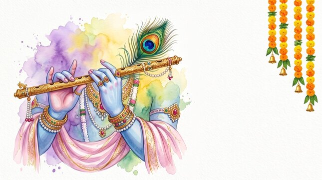 Shree krishna janmashtami banner festival card background