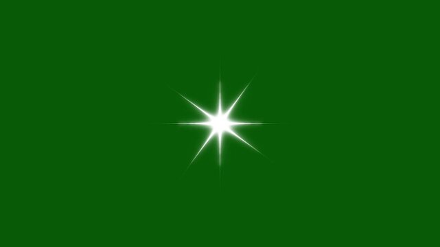 Star twinkling animation, single star glitter, glowing shinning twinkle stars, sparkling star twinkle glitter white cartoon doodle animation on green background, twinkle stars animation.4k video