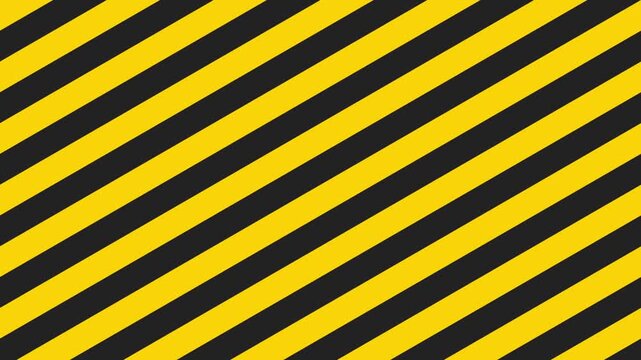 Abstract moving background with yellow and black hazard warning stripes, vibrant lines shifting diagonally, graphic resource for safety and construction themes.