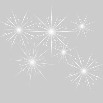  Vector realistic lights, flares. Magic fireworks in the night sky, Christmas background for holiday design, poster, postcard on a transparent background, png. Holiday lights. 