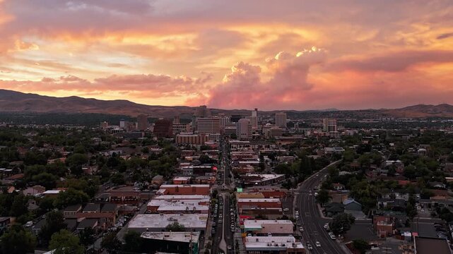 Reno Nevada - Dramatic Vibrant Sunset Timelapse with Active Smoke Plume From Bug Fire Wildfire Summer 2026