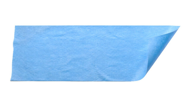 Blue Paper Tape Strip with Curled Edge on Transparent Background