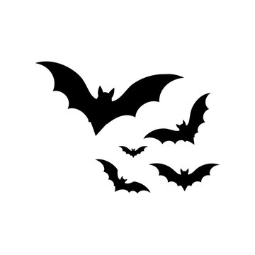 bat silhouette icons set flying bats vector illustration