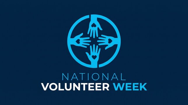 National volunteer week logo with hands icon