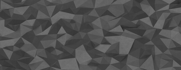 Obraz premium Dark gray low poly geometric background with textured triangular facets and subtle lighting.