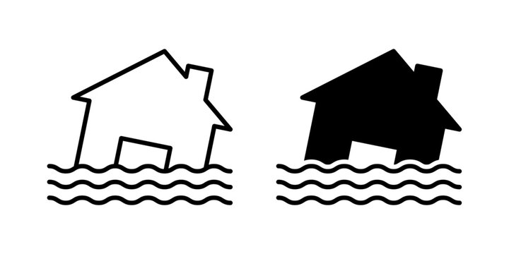 House flood icon outline symbol kit