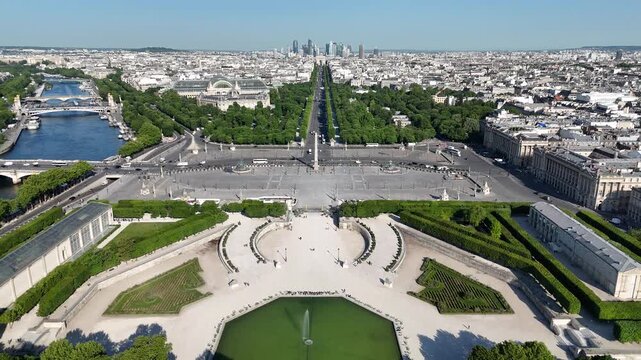 La Concorde Square In Paris Ile De France France. Beautifully Designed Park Adorned With Lush Greenery. Urban Backgrounds. Cities Of The World Landscape. Paris ile de france.