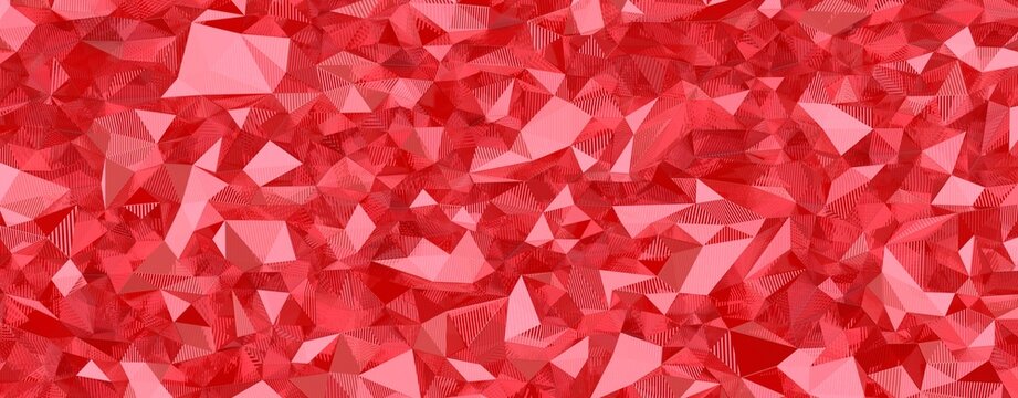 Dynamic abstract background featuring red geometric polygons with line texture accents.